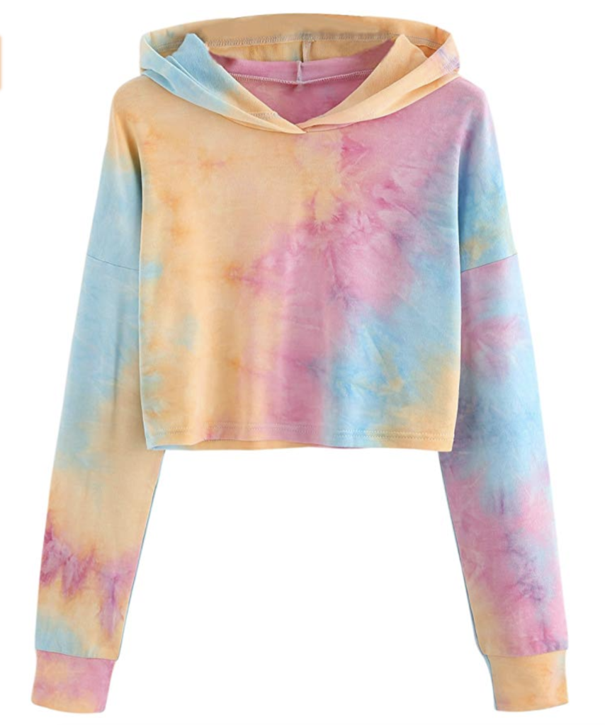 Brandy Melville Style Tie Dye Rainbow Cropped Hoodie Sweater, Tween  Fashion